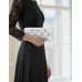 Silver Satin Embellished w/ Flower Rhinestones Evening Bag - BG-38044SV